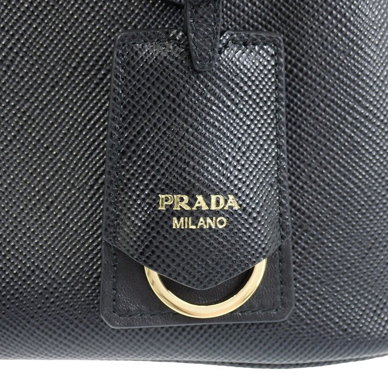 プラダ PRADA ダブル スモール レザーバッグ ドゥーブレ 1BG443 2WAYバッグ ハンドバッグ ショルダーバッグ サフィアーノ ブラック ゴールド金具 レディース【中古】【Aランク】