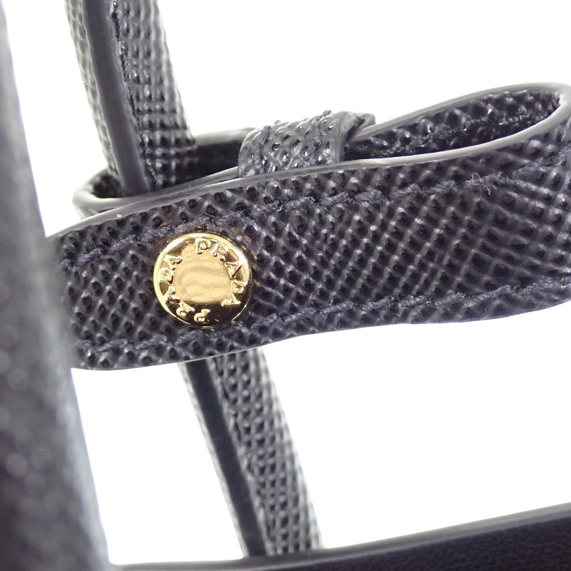 プラダ PRADA ダブル スモール レザーバッグ ドゥーブレ 1BG443 2WAYバッグ ハンドバッグ ショルダーバッグ サフィアーノ ブラック ゴールド金具 レディース【中古】【Aランク】