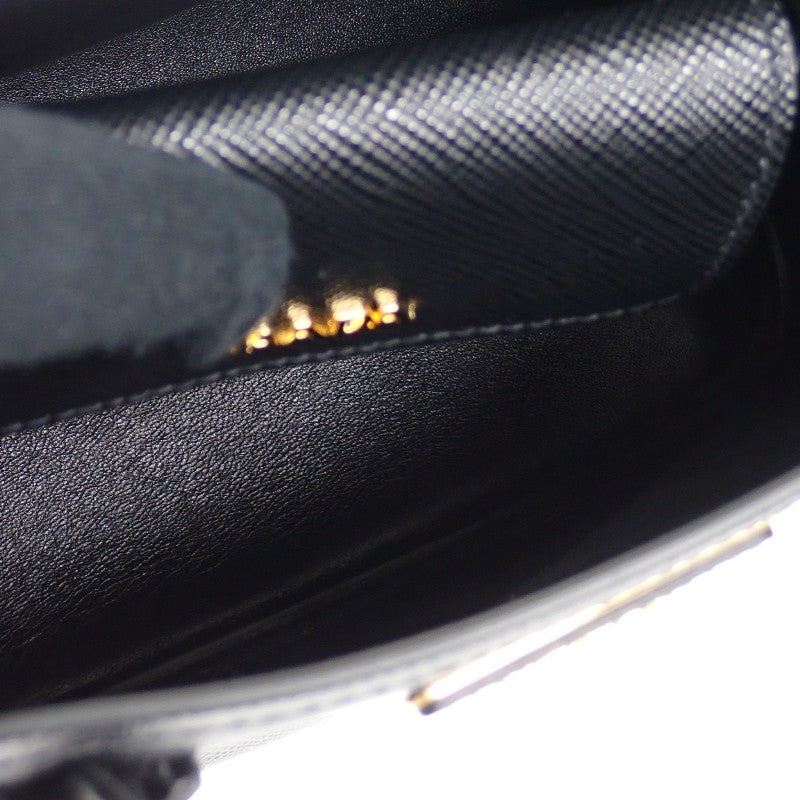 プラダ PRADA ダブル スモール レザーバッグ ドゥーブレ 1BG443 2WAYバッグ ハンドバッグ ショルダーバッグ サフィアーノ ブラック ゴールド金具 レディース【中古】【Aランク】