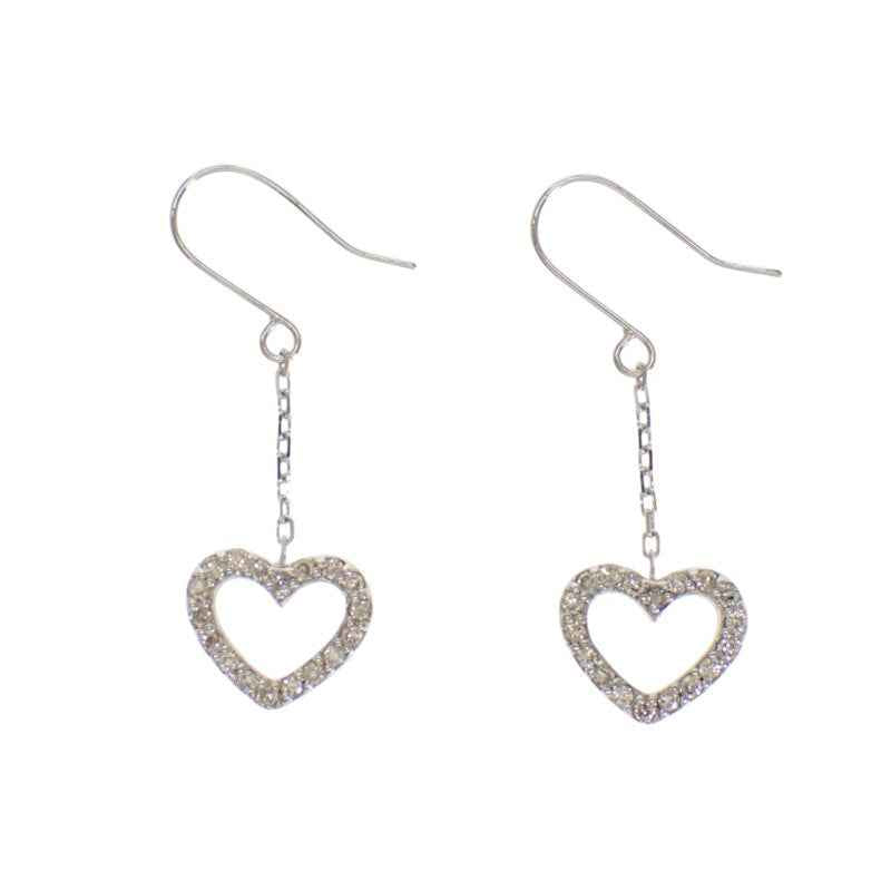 ノーブランドジュエリー ハート ピアス K18ホワイトゴールド ダイヤモンド レディース【中古】【Aランク】