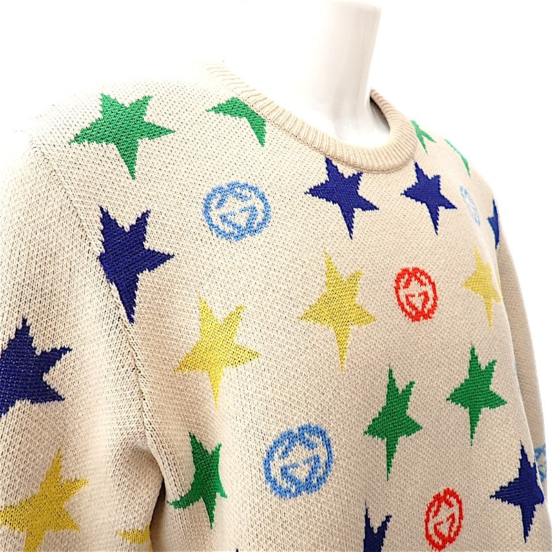 グッチ GUCCI スタープリント ウールニットセーター 21AW M 661835 XKBXY ニット ウール アイボリー メンズ【中古】【Aランク】