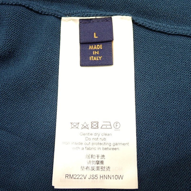ルイヴィトン LOUIS VUITTON クルーネック 半袖ニット ショートスリーブ サマーセーター L ニット コットン ブルー メンズ【中古】【Aランク】