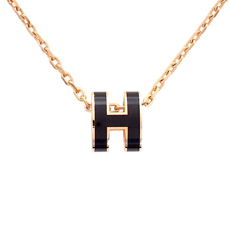 エルメス HERMES ミニポップH ペンダント H147992FO03 ネックレス メタル ブラック レディース【中古】【Aランク】