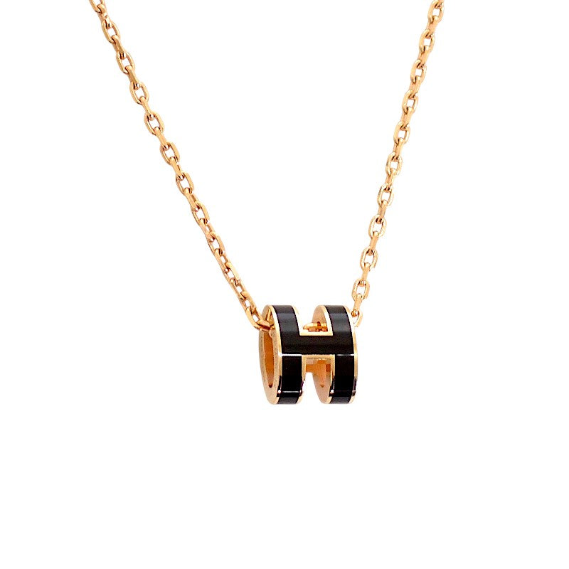 エルメス HERMES ミニポップH ペンダント H147992FO03 ネックレス メタル ブラック レディース【中古】【Aランク】