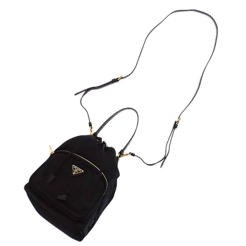プラダ PRADA デュエット バケット Re-Nylon 1BH038_RV44 2WAYバッグ ナイロン ブラック ゴールド金具 レディース【中古】【ABランク】