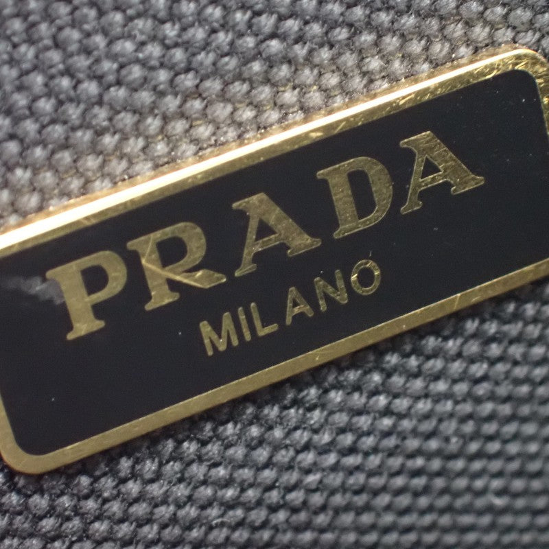 プラダ PRADA MISTOLINO キャンバス 巾着型 1NE369 ポーチ レザー リネン アイボリー ゴールド金具 レディース【中古】【Aランク】