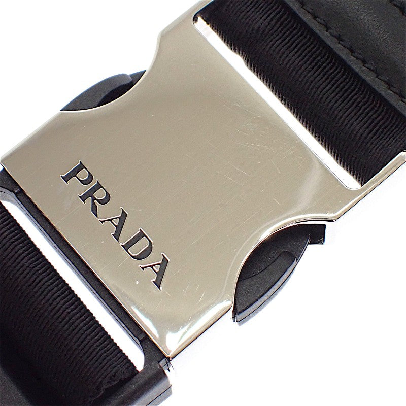 プラダ PRADA ワンショルダー バックパック 2VZ092_2DMG ボディバッグ ショルダーバッグ レザー Re-Nylon ブラック シルバー金具 メンズ【中古】【ABランク】