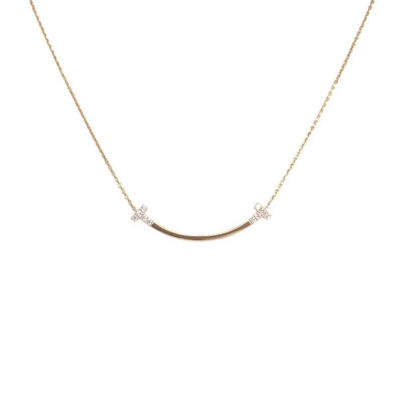 ティファニー TIFFANY&Co. Tスマイル ペンダント ミディアム 458103 ネックレス K18ローズゴールド ダイヤモンド レディース メンズ【中古】【Aランク】