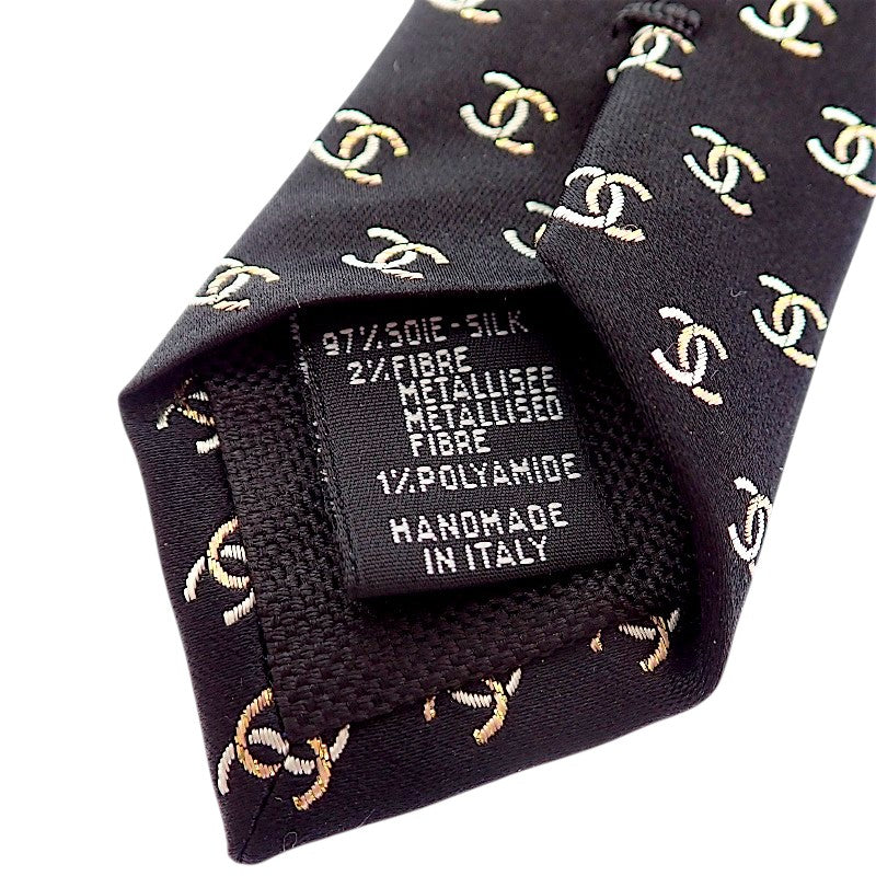 シャネル CHANEL ココマーク ネクタイ シルク ナイロン ブラック メンズ【中古】【Aランク】