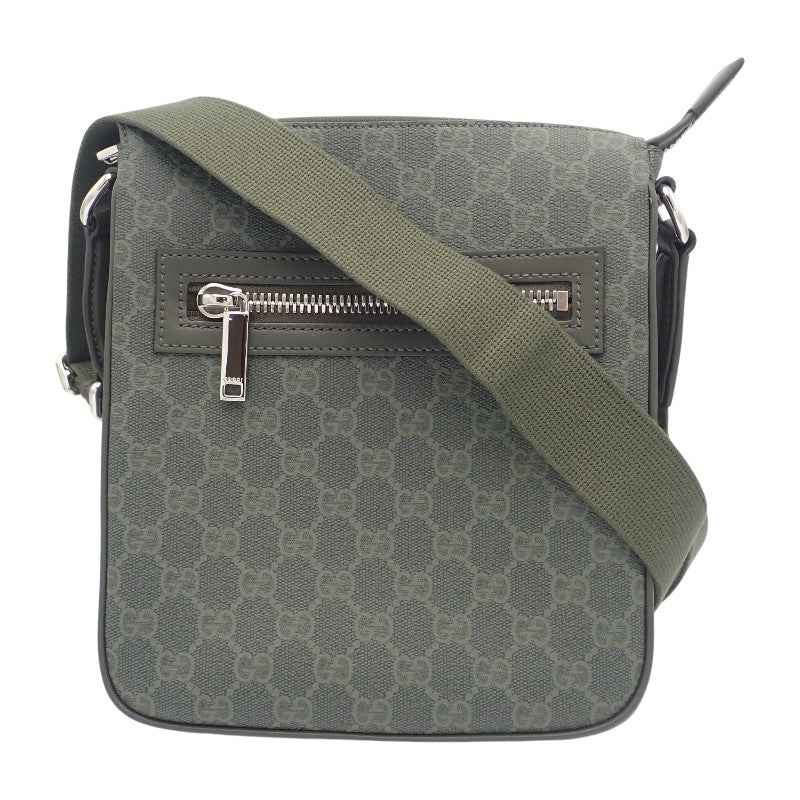 グッチ GUCCI スモール メッセンジャーバッグ 792082 ショルダーバッグ GGスプリームキャンバス カーキ シルバー金具 メンズ【中古】【Aランク】