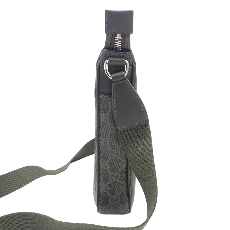 グッチ GUCCI スモール メッセンジャーバッグ 792082 ショルダーバッグ GGスプリームキャンバス カーキ シルバー金具 メンズ【中古】【Aランク】