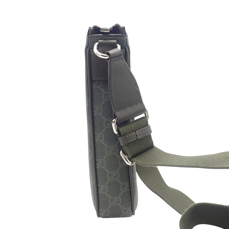 グッチ GUCCI スモール メッセンジャーバッグ 792082 ショルダーバッグ GGスプリームキャンバス カーキ シルバー金具 メンズ【中古】【Aランク】