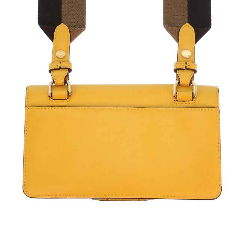 フェンディ FENDI フラットバゲットミニ 8BS039 ショルダーバッグ レザー イエロー ゴールド金具 レディース【中古】【Aランク】