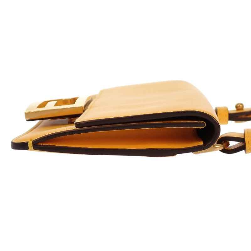 フェンディ FENDI フラットバゲットミニ 8BS039 ショルダーバッグ レザー イエロー ゴールド金具 レディース【中古】【Aランク】