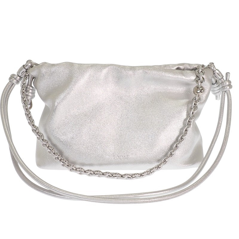 ロエベ LOEWE フラメンコパース ミディアム A411FCRX47 2WAYバッグ ショルダーバッグ ラミネートラムスキン シルバー シルバー金具 レディース【中古】【Aランク】