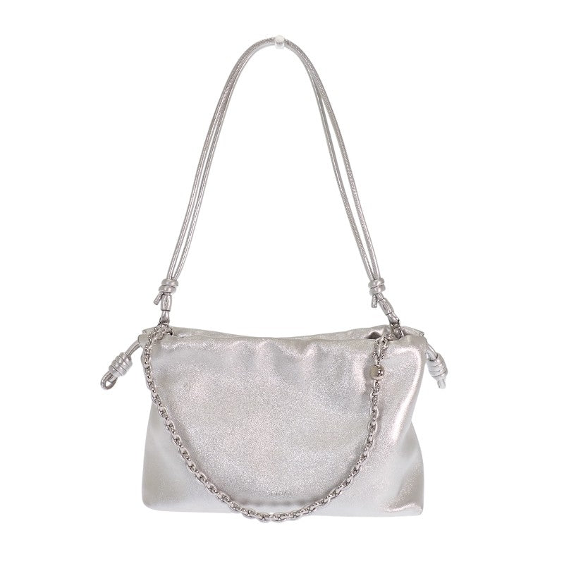 ロエベ LOEWE フラメンコパース ミディアム A411FCRX47 2WAYバッグ ショルダーバッグ ラミネートラムスキン シルバー シルバー金具 レディース【中古】【Aランク】