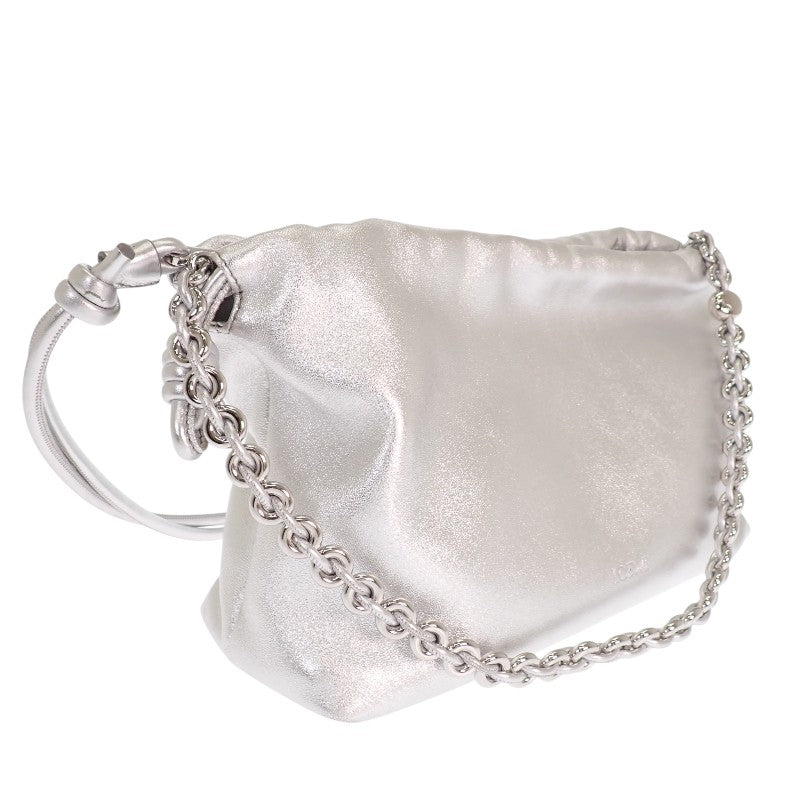 ロエベ LOEWE フラメンコパース ミディアム A411FCRX47 2WAYバッグ ショルダーバッグ ラミネートラムスキン シルバー シルバー金具 レディース【中古】【Aランク】