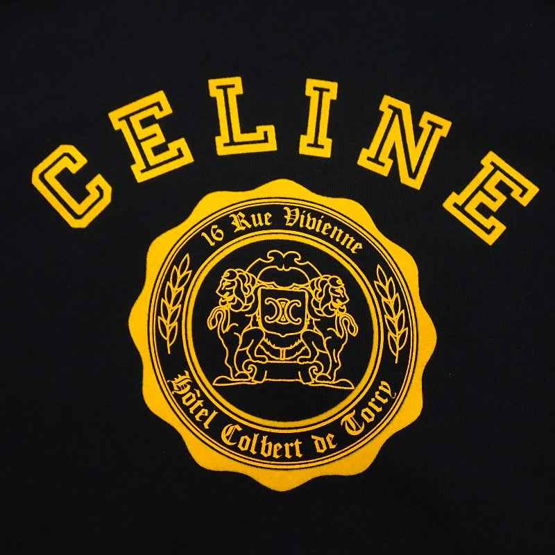 セリーヌ CELINE BLASONルーズフーディ M RY033670Q パーカー コットン ブラック メンズ【中古】【Aランク】