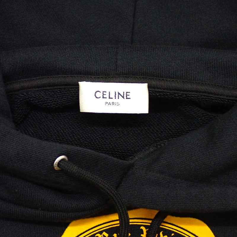 セリーヌ CELINE BLASONルーズフーディ M RY033670Q パーカー コットン ブラック メンズ【中古】【Aランク】