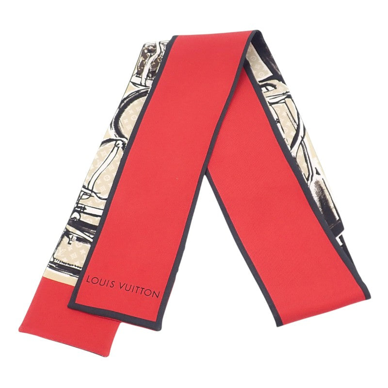 ルイヴィトン LOUIS VUITTON バンドー・トランク M73964 スカーフ シルク レッド ベージュ レディース【中古】【ABランク】
