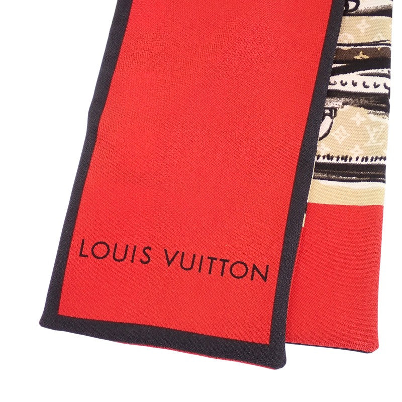 ルイヴィトン LOUIS VUITTON バンドー・トランク M73964 スカーフ シルク レッド ベージュ レディース【中古】【ABランク】