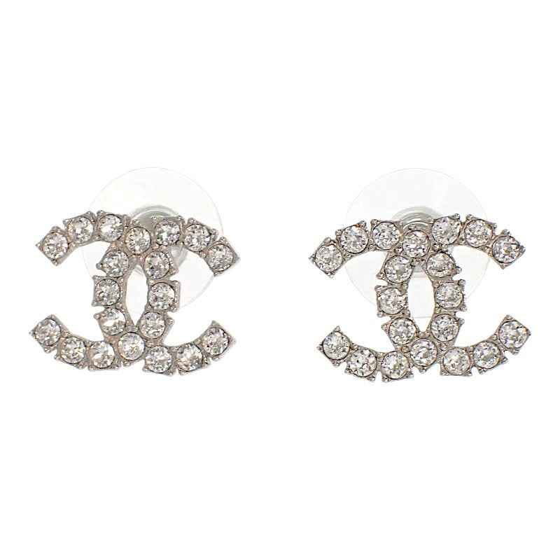 シャネル CHANEL ココマーク ピアス メタル クリスタル シルバー金具 レディース【中古】【ABランク】
