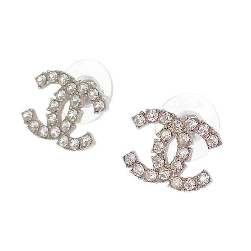 シャネル CHANEL ココマーク ピアス メタル クリスタル シルバー金具 レディース【中古】【ABランク】