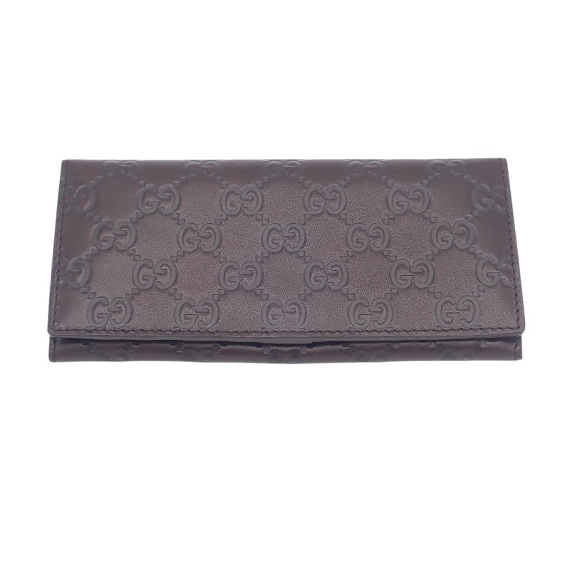 グッチ GUCCI グッチシマ ロングウォレット 146229 長財布 レザー ブラウン レディース メンズ【中古】【Aランク】