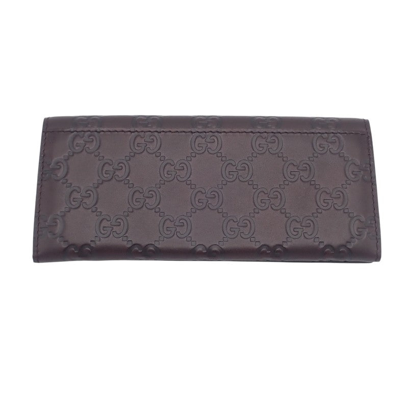 グッチ GUCCI グッチシマ ロングウォレット 146229 長財布 レザー ブラウン レディース メンズ【中古】【Aランク】