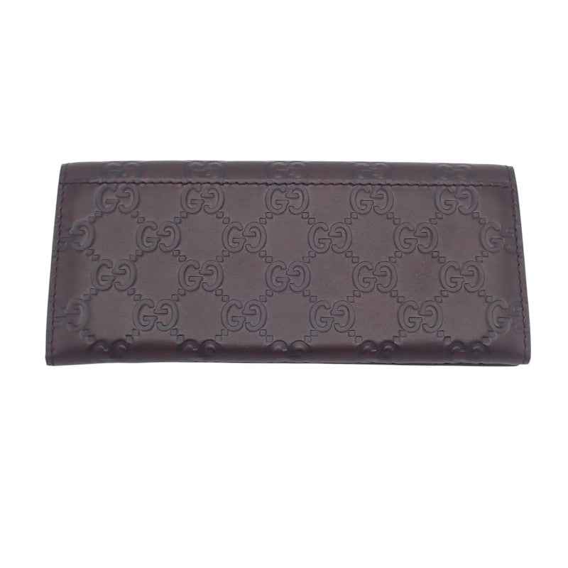 グッチ GUCCI グッチシマ ロングウォレット 146229 長財布 レザー ブラウン レディース メンズ【中古】【Aランク】