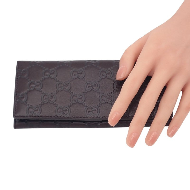 グッチ GUCCI グッチシマ ロングウォレット 146229 長財布 レザー ブラウン レディース メンズ【中古】【Aランク】