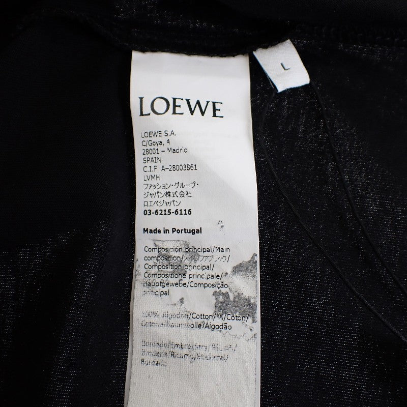 ロエベ LOEWEJoe Brainardコラボ Joe Brainard ロゴ刺繍 L S359333XCI 半袖Tシャツ コットン ブラック 黒 レディース【中古】【Aランク】