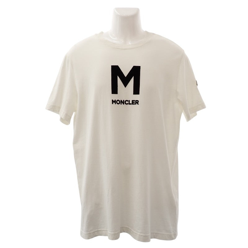 モンクレール MONCLER フロッキー ロゴ L J20918C00018_89ANL 半袖Tシャツ コットン レザー 綿 ホワイト 白 メンズ【中古】【Aランク】