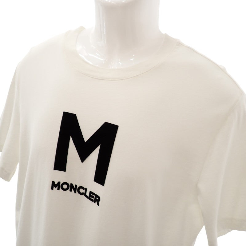 モンクレール MONCLER フロッキー ロゴ L J20918C00018_89ANL 半袖Tシャツ コットン レザー 綿 ホワイト 白 メンズ【中古】【Aランク】