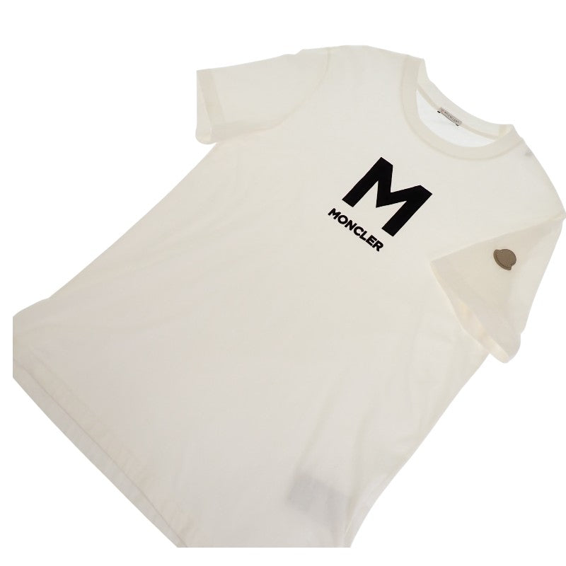 モンクレール MONCLER フロッキー ロゴ L J20918C00018_89ANL 半袖Tシャツ コットン レザー 綿 ホワイト 白 メンズ【中古】【Aランク】