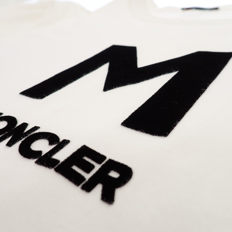 モンクレール MONCLER フロッキー ロゴ L J20918C00018_89ANL 半袖Tシャツ コットン レザー 綿 ホワイト 白 メンズ【中古】【Aランク】