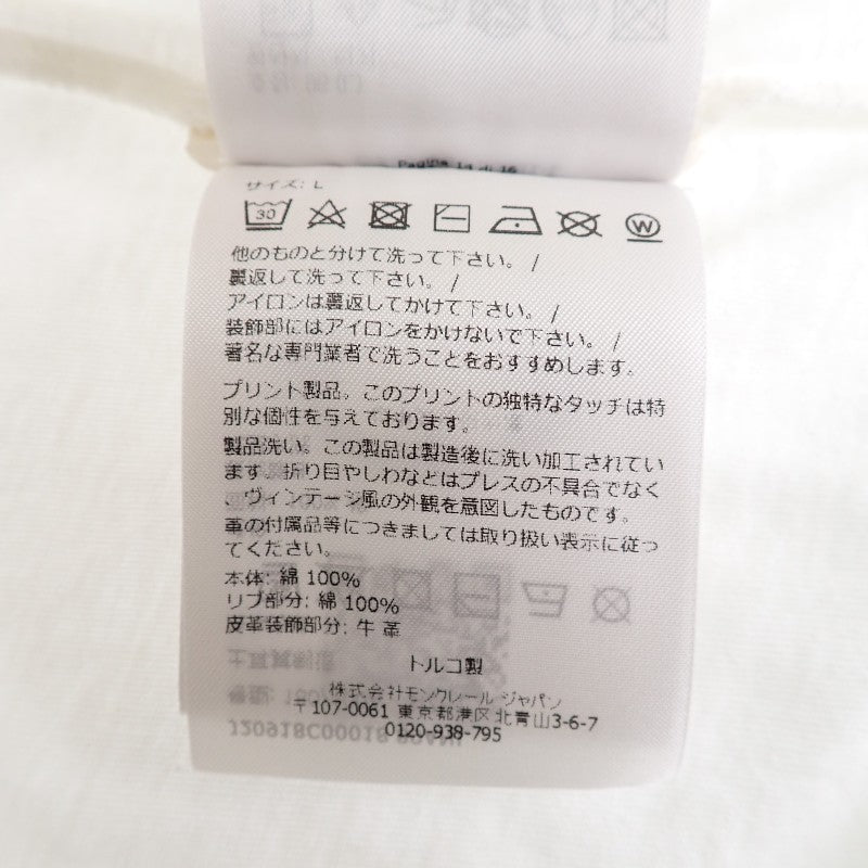 モンクレール MONCLER フロッキー ロゴ L J20918C00018_89ANL 半袖Tシャツ コットン レザー 綿 ホワイト 白 メンズ【中古】【Aランク】