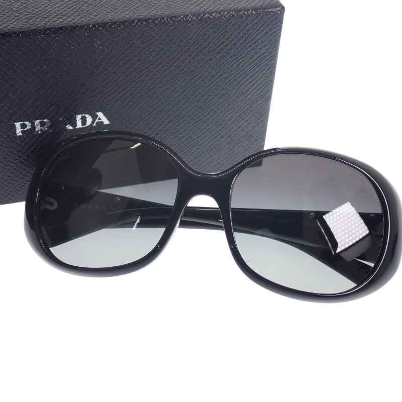 プラダ PRADA オーバル トライアングルロゴ SPR27L サングラス メタル プラスチック ブラック シルバー金具 レディース【中古】【Aランク】