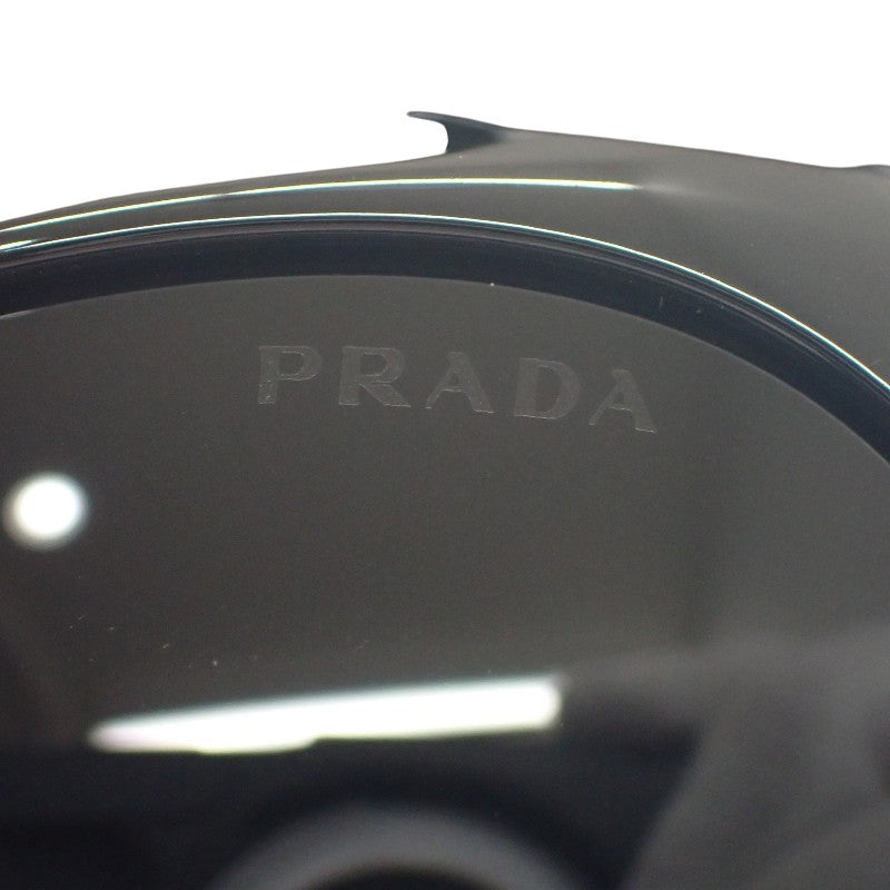 プラダ PRADA オーバル トライアングルロゴ SPR27L サングラス メタル プラスチック ブラック シルバー金具 レディース【中古】【Aランク】