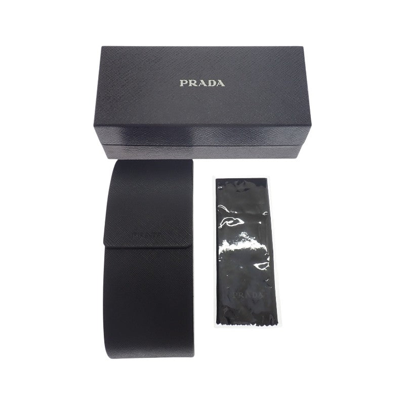 プラダ PRADA オーバル トライアングルロゴ SPR27L サングラス メタル プラスチック ブラック シルバー金具 レディース【中古】【Aランク】