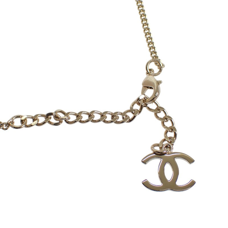 シャネル CHANEL ココマーク チョーカー ペンダント ABG722B22896 ネックレス メタル レザー ストラス シャンパンゴールド レディース【中古】【ABランク】