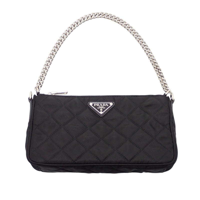 プラダ PRADA キルティングナイロンミニ 1BH026 2WAYバッグ Re-Nylon ブラック シルバー金具【中古】【Aランク】
