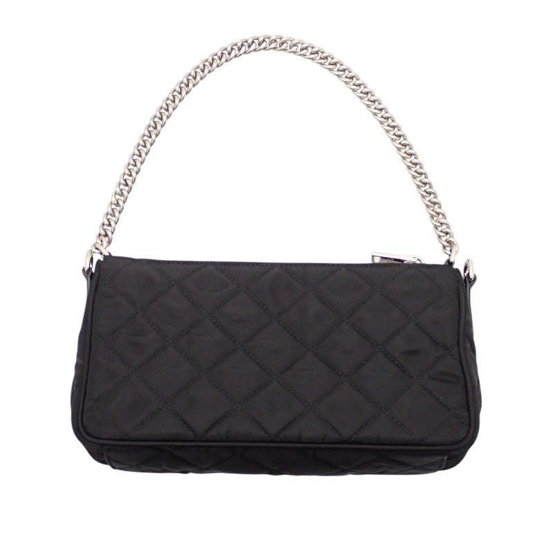 プラダ PRADA キルティングナイロンミニ 1BH026 2WAYバッグ Re-Nylon ブラック シルバー金具【中古】【Aランク】