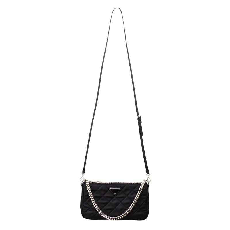 プラダ PRADA キルティングナイロンミニ 1BH026 2WAYバッグ Re-Nylon ブラック シルバー金具【中古】【Aランク】