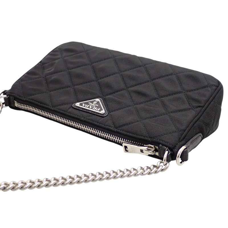 プラダ PRADA キルティングナイロンミニ 1BH026 2WAYバッグ Re-Nylon ブラック シルバー金具【中古】【Aランク】