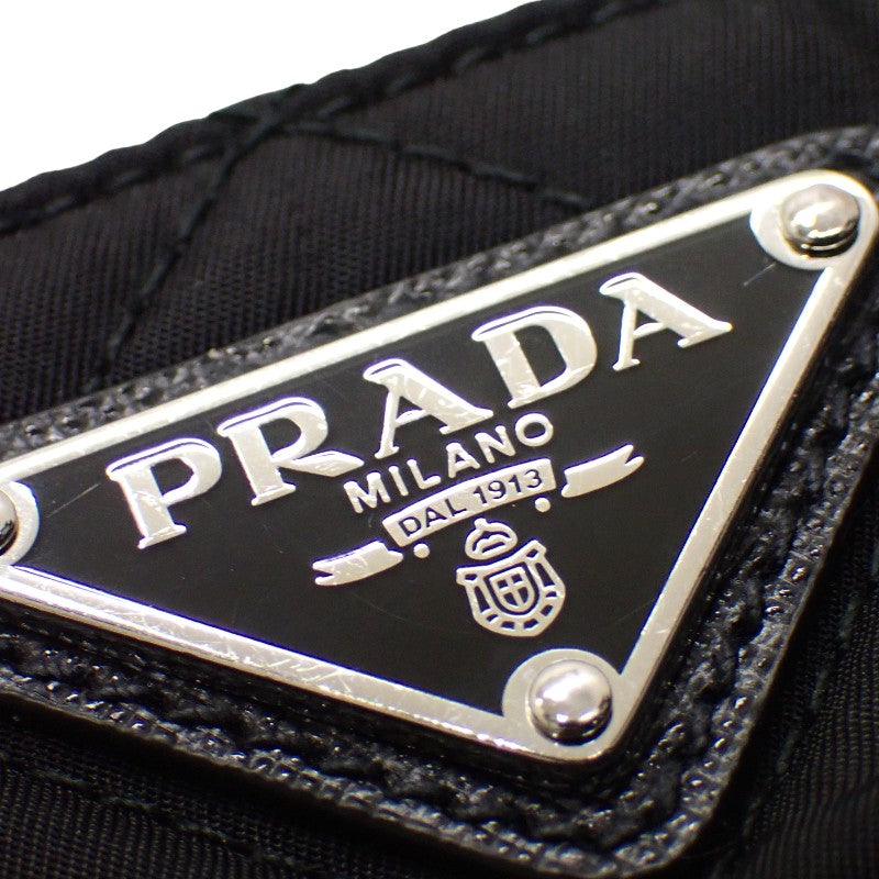 プラダ PRADA キルティングナイロンミニ 1BH026 2WAYバッグ Re-Nylon ブラック シルバー金具【中古】【Aランク】