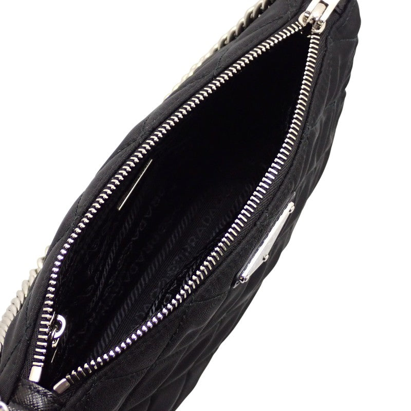プラダ PRADA キルティングナイロンミニ 1BH026 2WAYバッグ Re-Nylon ブラック シルバー金具【中古】【Aランク】