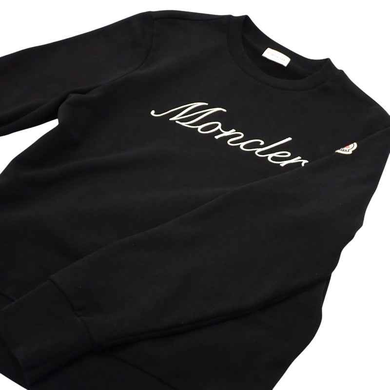 モンクレール MONCLER クルーネック M K10918G00033_89AUJ スウェット コットン ブラック メンズ レディース【中古】【ABランク】