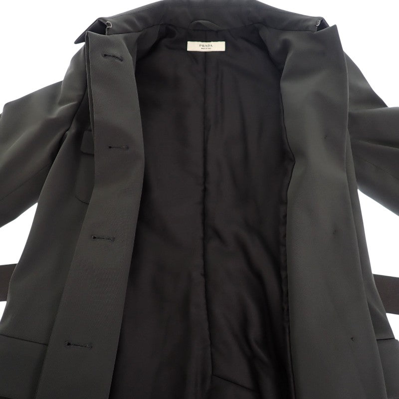 プラダ PRADA ヴィンテージ 42 ステンカラーコート ポリエステル グレー レディース【中古】【ABランク】