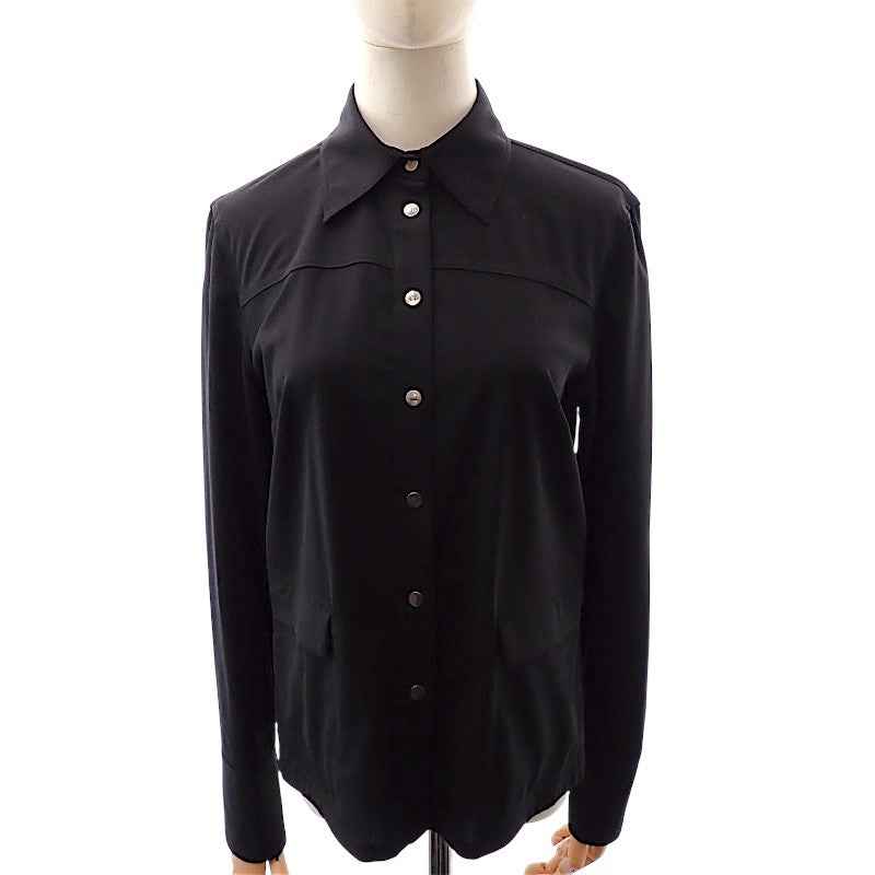 グッチ GUCCI シャツブラウス 40 長袖シャツ ウール ナイロン ブラック 黒 シルバー金具 レディース【中古】【ABランク】